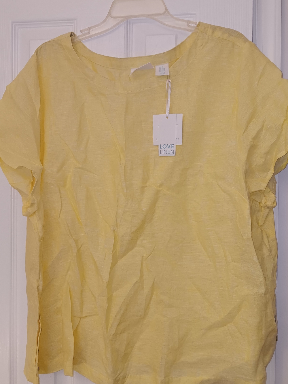 Cynthia Rowley Pale Yellow Linen Short Sleeve Top